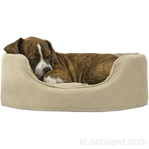 Huisdier ovaal Terry suede fleece bed met matras